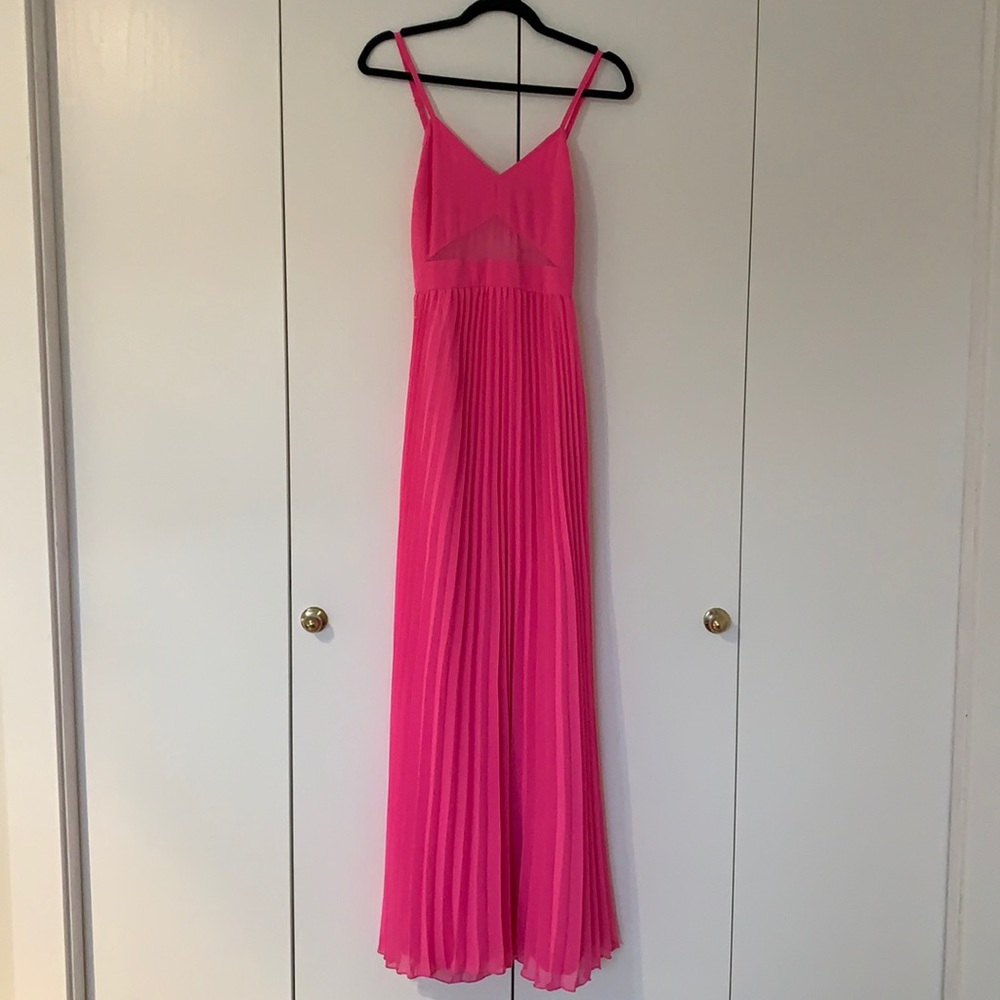 Hot pink pleated maxi